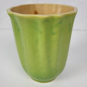 Vintage Roseville Pottery Planter Ribbed Flower‎ Plant Pot 6.25" Green Glazed